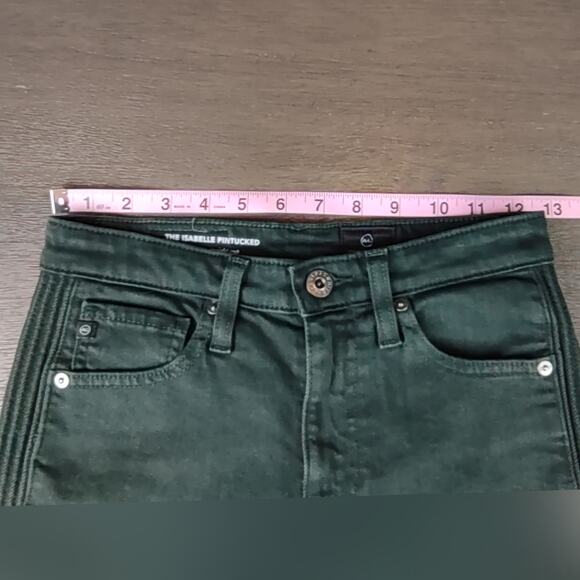 AG ADRIANO GOLDSCHMIED Isabelle Pintucked High-Rise Crop GREEN Jeans Size 24R - Picture 5 of 16